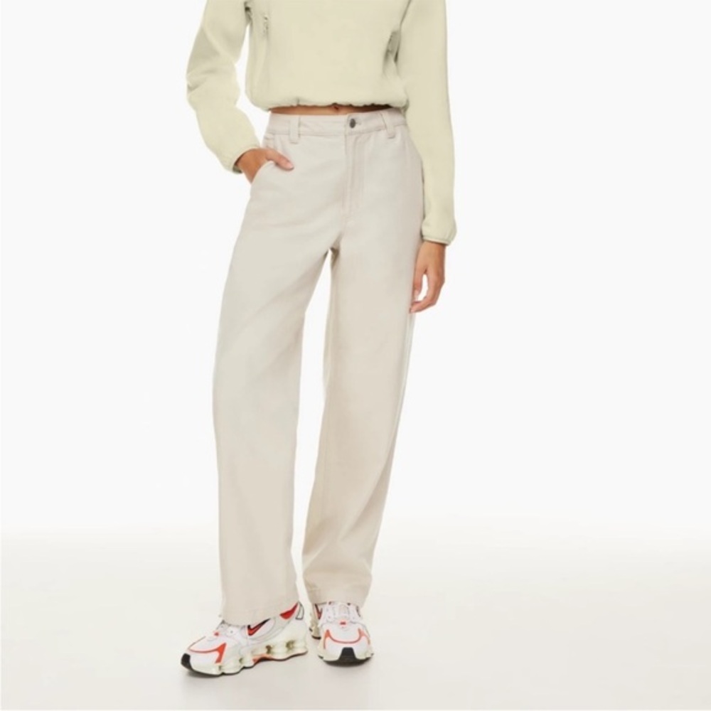 TNA from Aritzia Cream High Waisted Carpenter Twill Pants - Picture 1 of 9